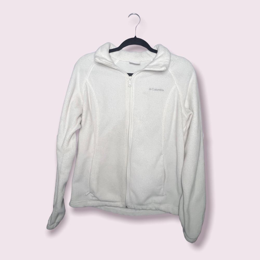 Columbia Full Zip Fleece White Jacket Size Large